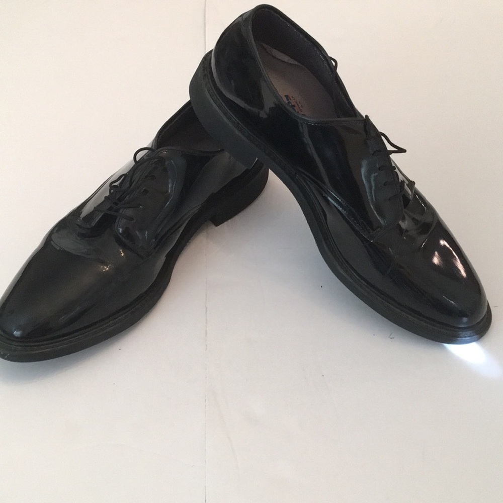 Men Gloss Black Uniform Dress Shoes - Picture 2 of 4